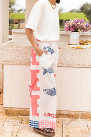 Unique Printed Elastic Waist Pocket Vacation Casual Wide Leg Pants