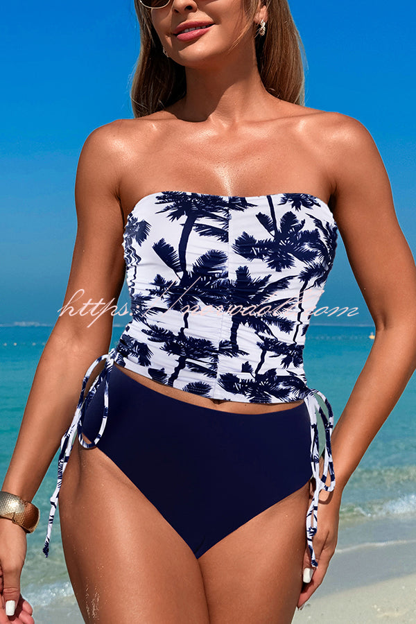 Unique Print High Waist Tie-Stretch Two-Piece Bikini Swimsuit