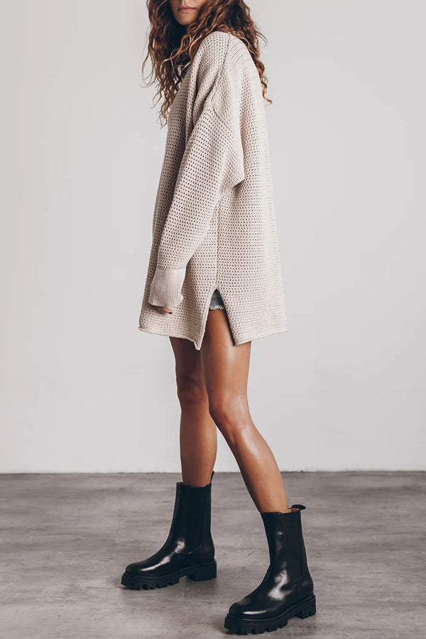 Cup of Cozy Knit Oversized Slit Side Sweater