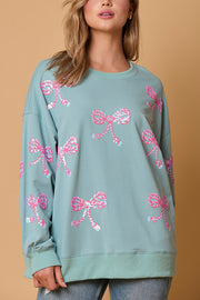 Christmas Bow Sequin Casual Loose Long-sleeved Sweatshirt