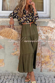 Solid Color Splicing Casual Vacation Maxi Skirt