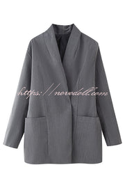 Solid Color Lapel Long Sleeve Casual Pocket Long Blazer