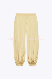 City Phantom Satin High Rise Pocket Aladdin Bloomers Pants