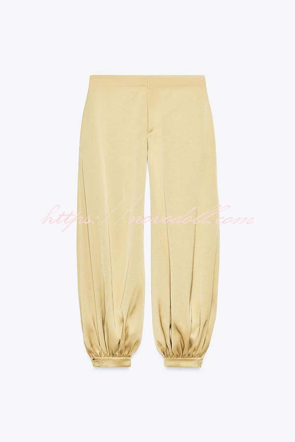 City Phantom Satin High Rise Pocket Aladdin Bloomers Pants