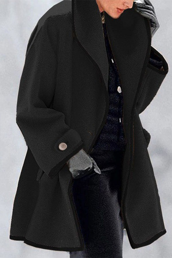 Febecool Button Down Lapel Pocket Long Sleeved Coat