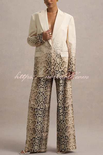 Hurley Ombre Snake Print Elastic Waist Pocketed Wide Leg Pants