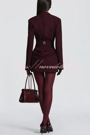 Solid Color Slim-fit V-neck Elegant Draped Formal Mini Dress