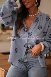 Fashionable Embroidered Floral Casual Long-Sleeved Loose Top