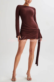 Sexy Long-sleeved Backless Elegant Slim Fit Knitted Mini Dress