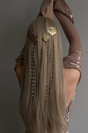 Elegant Pearl Tassel Shell Hairpin