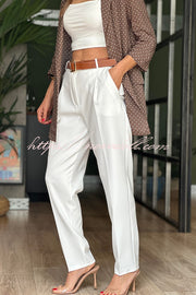 Estelle High Waist Pocketed Tapered Suit Trousers