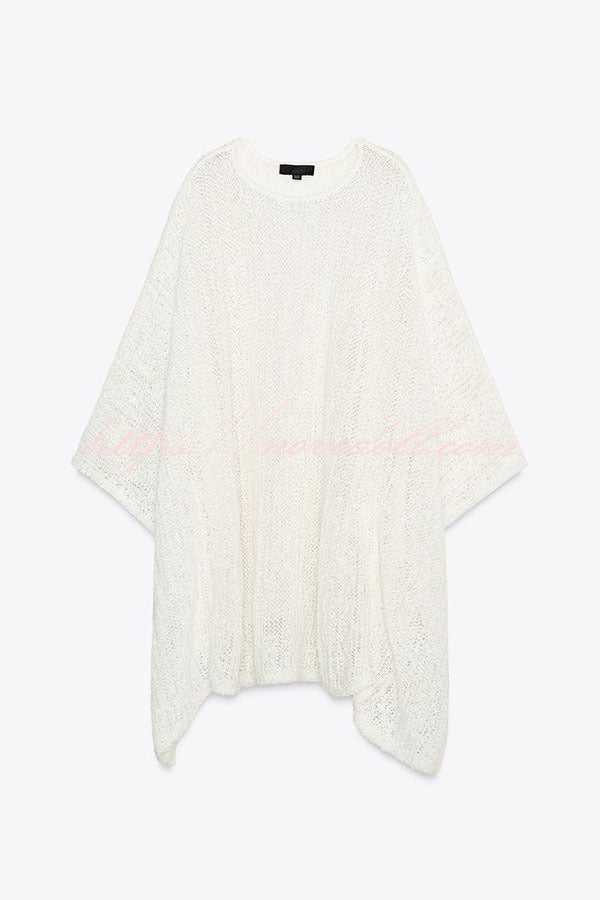 Sunny Somewhere Knit Batwing Sleeve Loose Cover-up Cape
