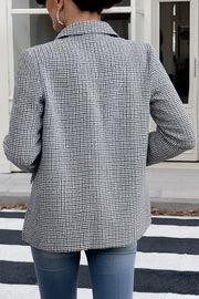 Vintage Houndstooth Lapel Long-sleeved Casual Blazer