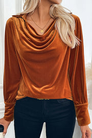 Solid Color Velvet Long-sleeved Casual Loose Shirt