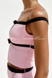 Fashion Contrast Bow Sleeveless Slim Fit Top