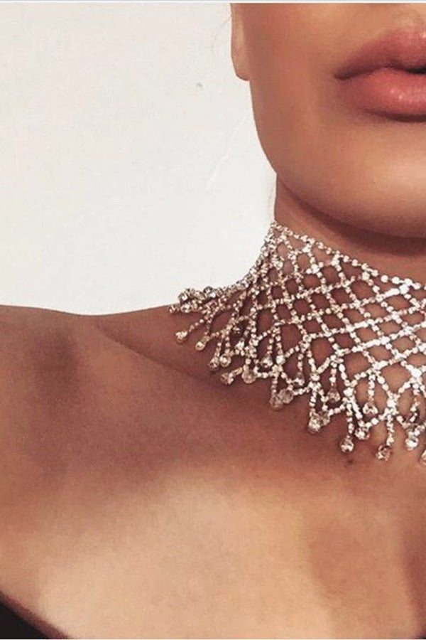 Rhinestone Tassel Sexy Necklace