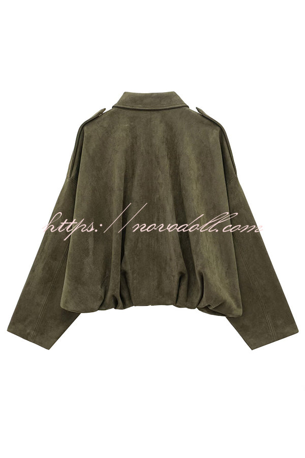 Fashion Lapel Long-sleeved Casual Bomber Jacket