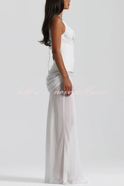 Sculptural Elegance One Shoulder Removable Corset Drape Maxi Dress