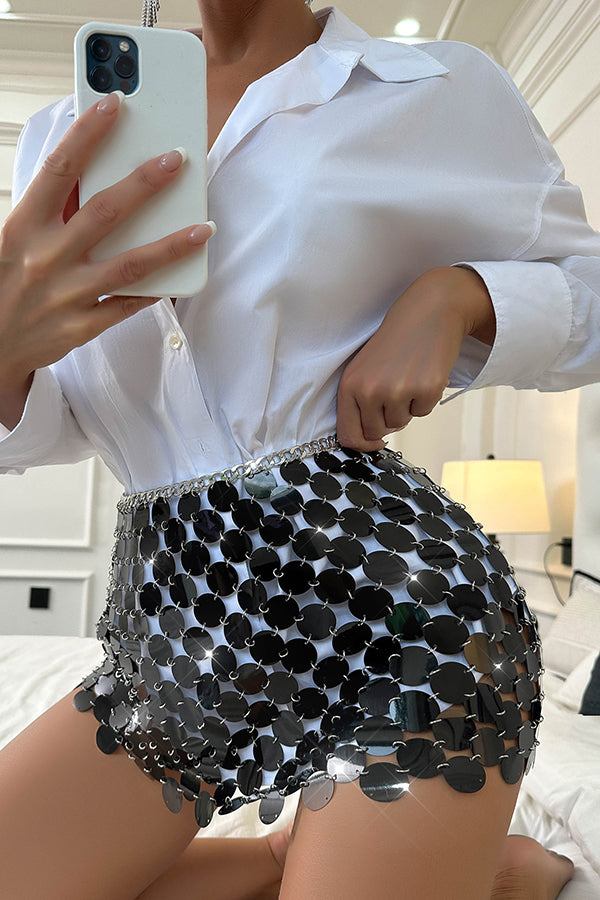 Sexy Sparkling Sequined Hollow Skirt