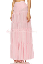 Stunning Chiffon Elastic Waist Layered A-line Maxi Skirt