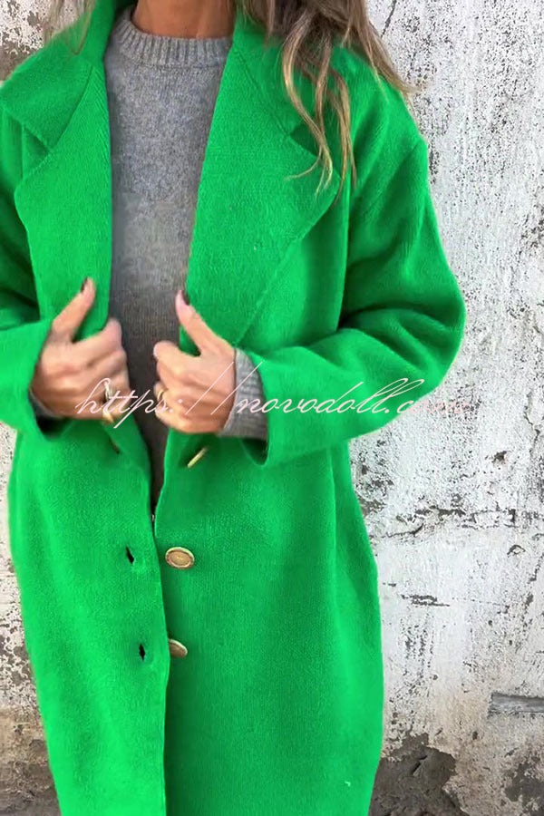 Solid Color Lapel Long Sleeve Loose Casual Jacket