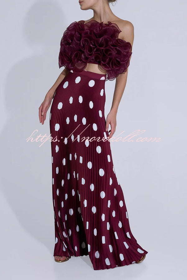 Eye-catching Organza Multi-layer Petal Ruffles Details Strapless Tank