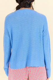 Stars Stripes Casual Round Neck Long-sleeved Loose Knit Sweater