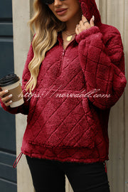 Solid Color Loose Half-Zip Pocket Plush Hoodie