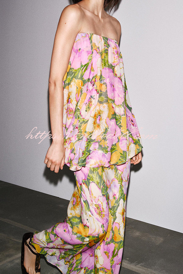 Floral Print Off-the-shoulder Irregular Loose Maxi Dress