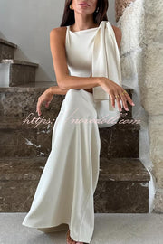 Buttery Soft Knotted Boat Neck Stretch Maxi Dress