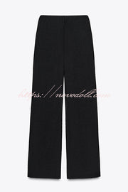 Fashion Contrast Color Stretch High Waist Casual Straight Pants