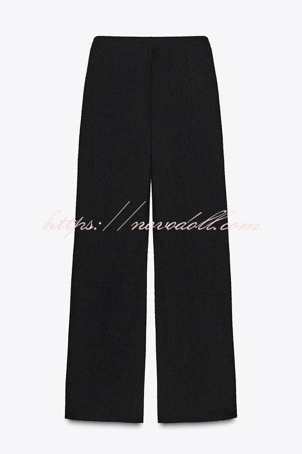 Fashion Contrast Color Stretch High Waist Casual Straight Pants