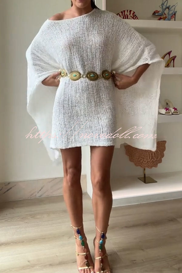 Sunny Somewhere Knit Batwing Sleeve Loose Cover-up Cape