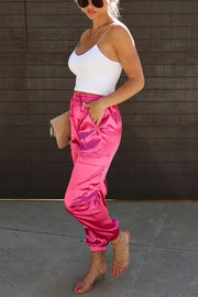 Something Great Satin Pocketed Elastic Waist Cargo Pants