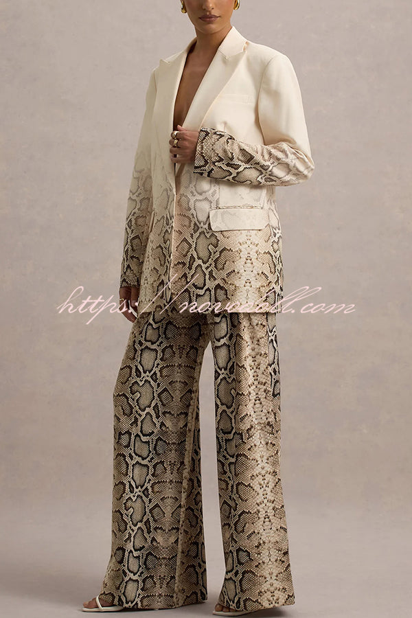 Hurley Ombre Snake Print Single Button Long Sleeve Lapel Loose Blazer