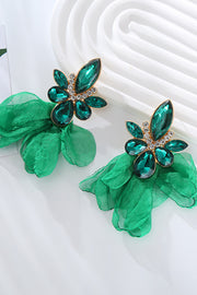 Fashionable Fabric Flower Super Sparkling Color Diamond Earrings