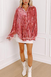 Solid Color Velvet Light-sensitive Drape Loose Shirt