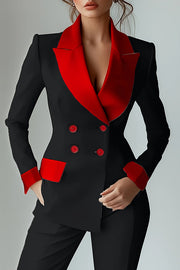 Fashionable Contrast Color Long Sleeve Lapel Button Blazer