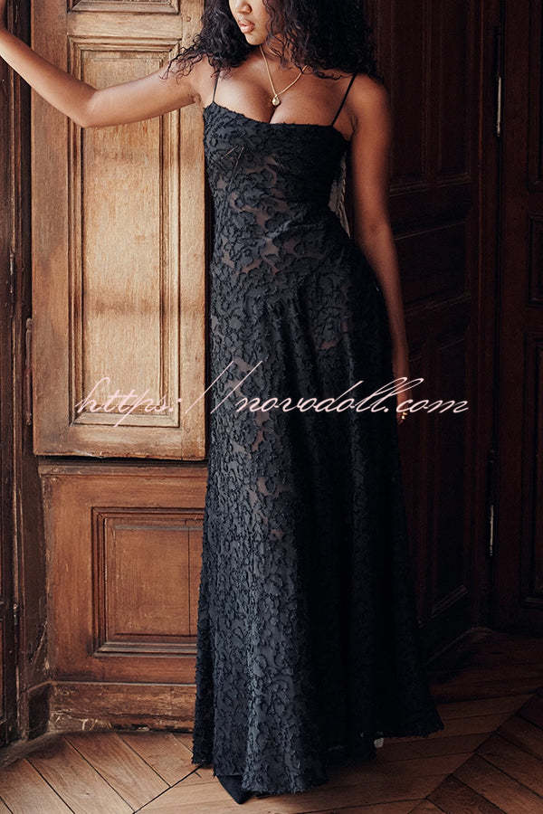 Fashion Sexy Suspenders See-through Holiday Slim Maxi Dress