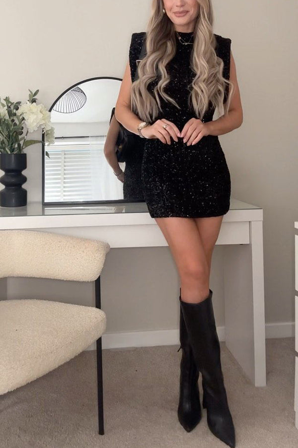 Adorable Sexy Vibes Sequin Wide Sleeve Mini Dress