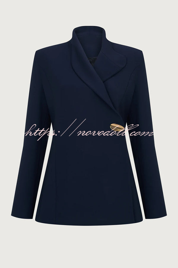 Exquisite and Fashionable Stand Lapel Neck Metal Button Long Sleeve Blazer
