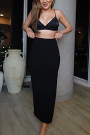 New Level High Waist Side Zipper Slit Midi Skirt