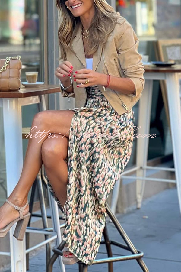 Unique Print High-Waisted Casual Slit Maxi Skirt