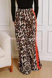 Leopard Print Elastic Waist Pocket Loose Wide Leg Pants