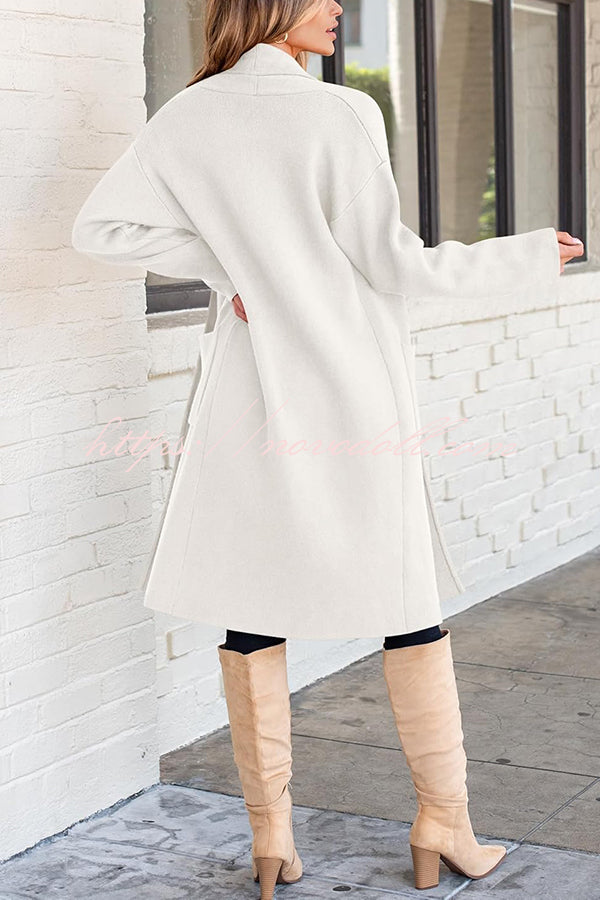 Solid Color Long-sleeved Casual Loose Pocket Mid-length Cardigan