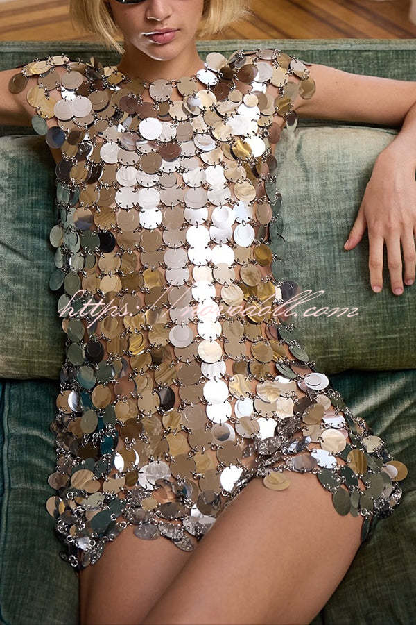 Sexy Sparkly Sequined Cutout Mini Dress