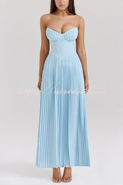 Romantic and Elegant Pleated Strapless Maxi Dress