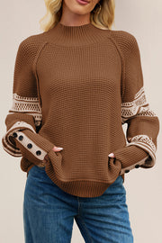 Stylish Color-blocked Loose Long-sleeved Knit Sweater