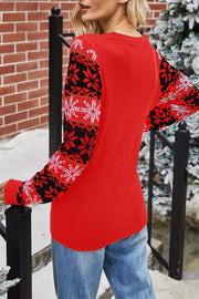 Christmas Print Crew Neck Long Sleeve Sweater