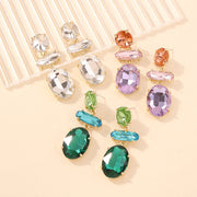 Temperament Contrasting Color Faceted Diamond Earrings